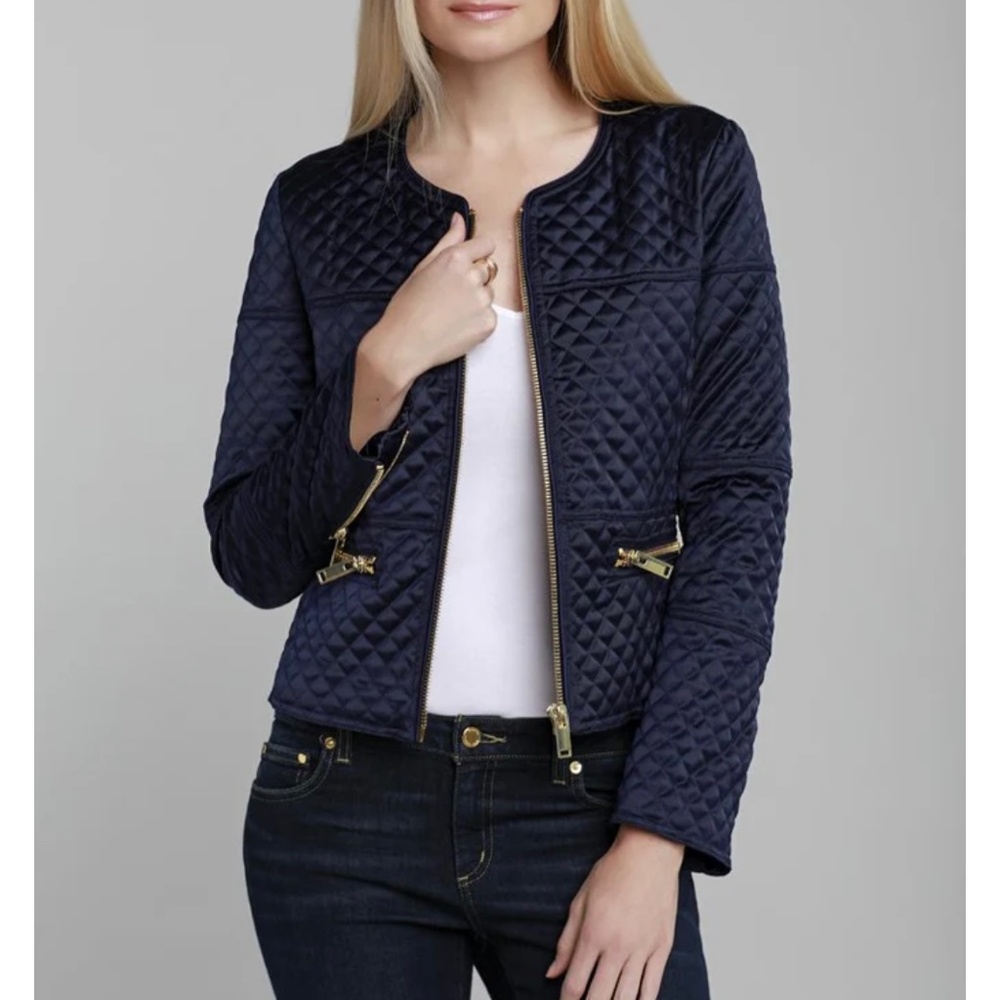 Dolce Cabo quilted jacket navy blue size small